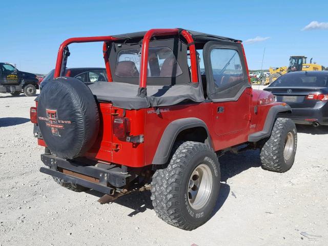 1J4FY19P8PP263874 - 1993 JEEP WRANGLER / RED photo 4