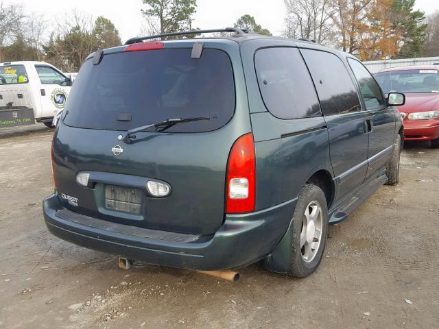 4N2ZN16T52D817019 - 2002 NISSAN QUEST SE GREEN photo 4