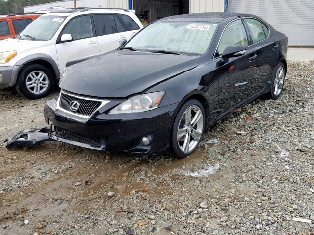 JTHBF5C25B5142625 - 2011 LEXUS IS 250 BLACK photo 2