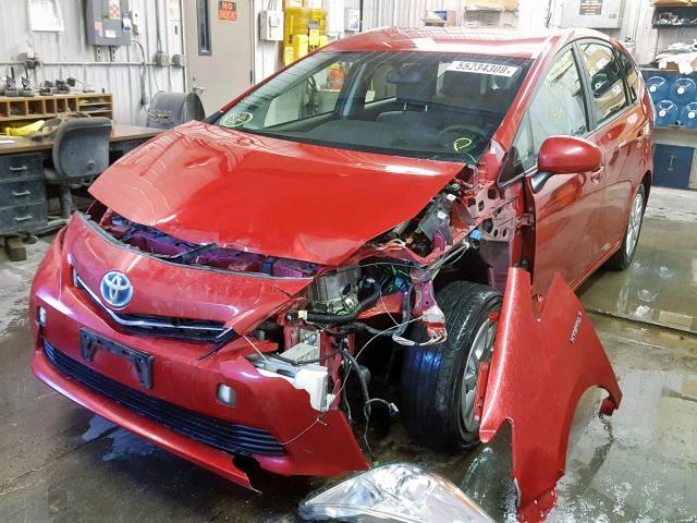 JTDZN3EU3D3231422 - 2013 TOYOTA PRIUS V RED photo 2