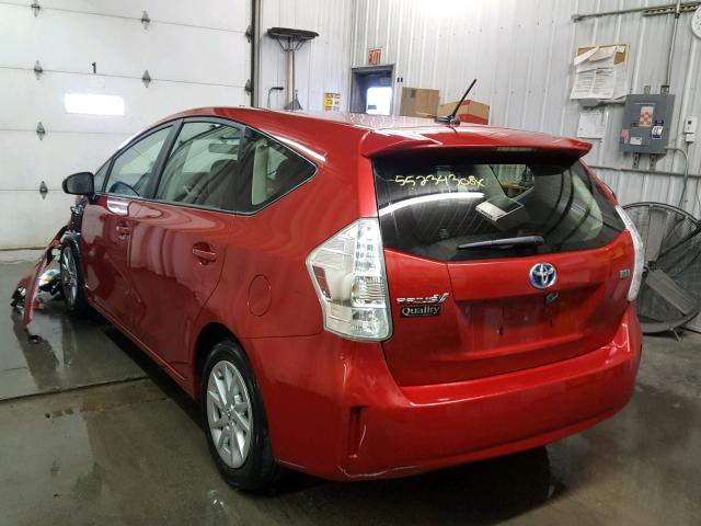 JTDZN3EU3D3231422 - 2013 TOYOTA PRIUS V RED photo 3