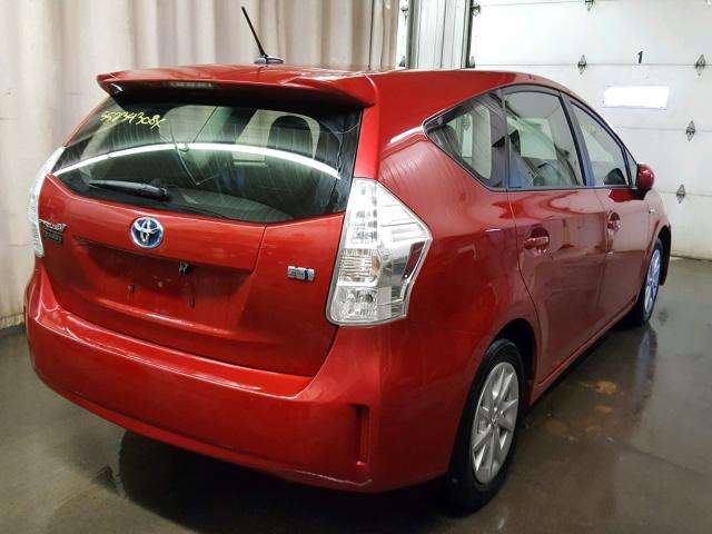 JTDZN3EU3D3231422 - 2013 TOYOTA PRIUS V RED photo 4