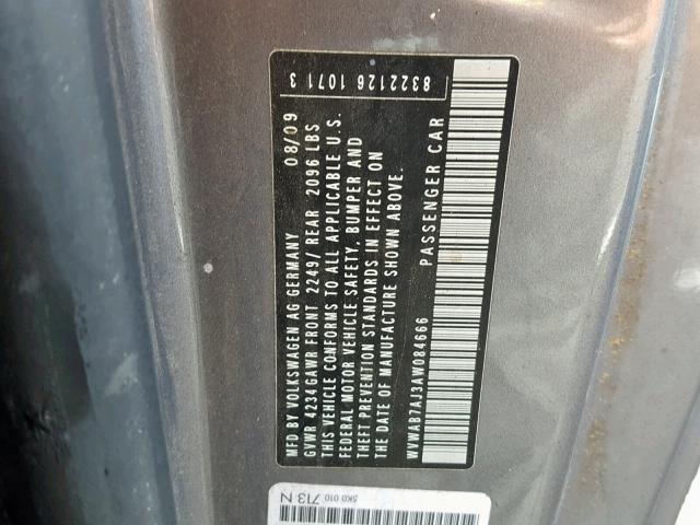 WVWAB7AJ3AW084666 - 2010 VOLKSWAGEN GOLF 银色 照片 10