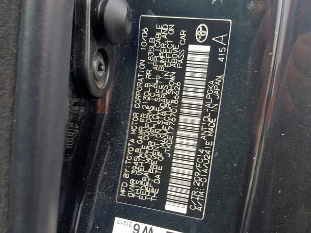 JTKDE177670186626 - 2007 TOYOTA SCION TC შავი ფოტო 10