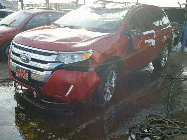 2FMDK3JC4EBB00559 - 2014 FORD EDGE SEL MAROON photo 2