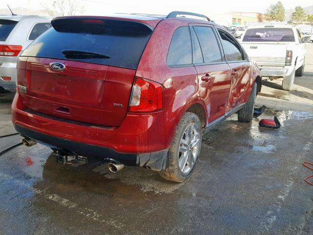 2FMDK3JC4EBB00559 - 2014 FORD EDGE SEL MAROON photo 4