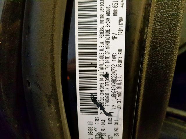 1J8HG48K08C224772 - 2008 JEEP COMMANDER BLACK photo 10