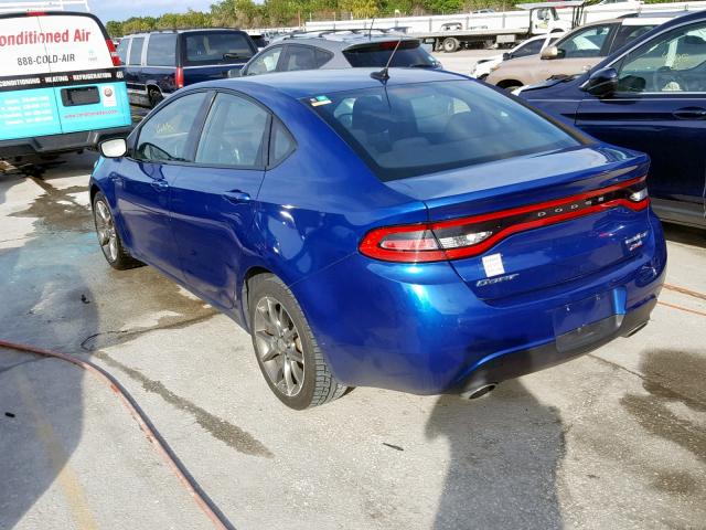 1C3CDFBB3ED862135 - 2014 DODGE DART SXT BLUE photo 3