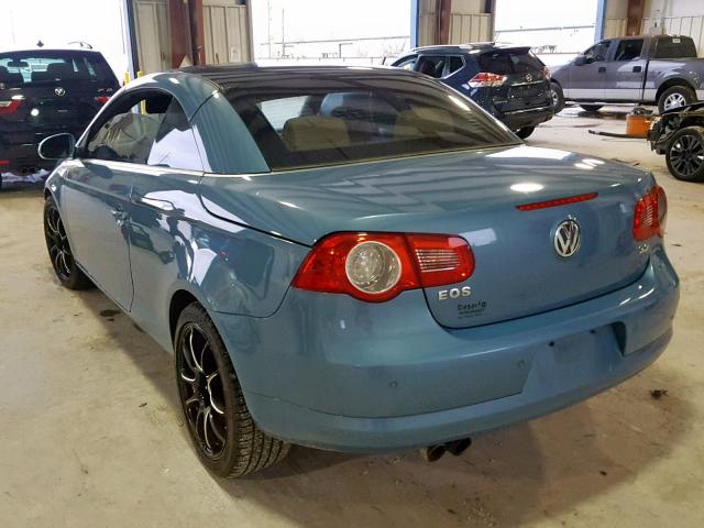 WVWDB71F08V002174 - 2008 VOLKSWAGEN EOS VR6 BLUE photo 3