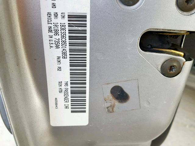 1B3ES56C85D143858 - 2005 DODGE NEON SXT GRAY photo 10