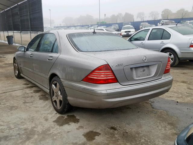WDBNG70J83A344725 - 2003 MERCEDES-BENZ S 430 GRAY photo 3