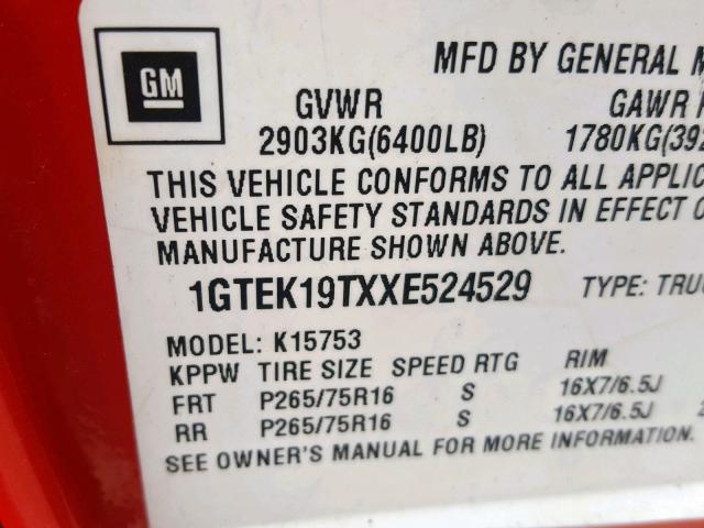 1GTEK19TXXE524529 - 1999 GMC NEW SIERRA SILVER photo 10