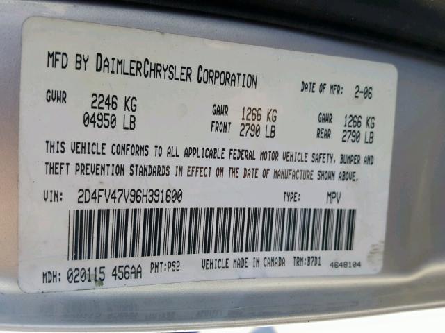 2D4FV47V96H391600 - 2006 DODGE MAGNUM SXT SILVER photo 10