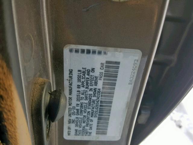 5Y2SL62834Z401064 - 2004 PONTIAC VIBE GRAY photo 10