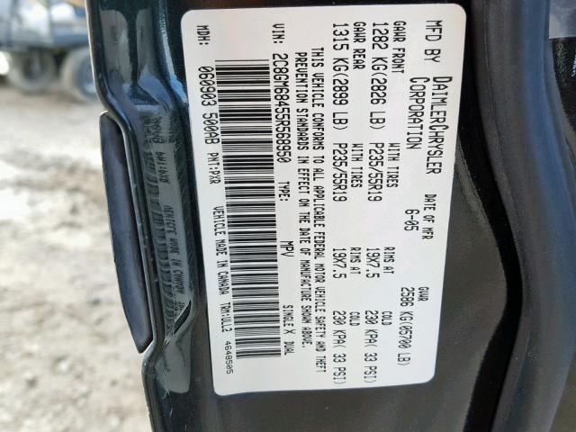 2C8GM68455R568950 - 2005 CHRYSLER PACIFICA T BLACK photo 10