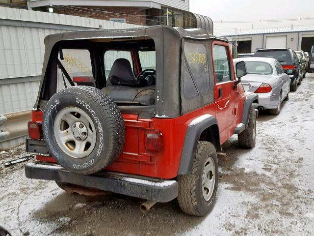 1J4FY29P6WP796262 - 1998 JEEP WRANGLER / RED photo 4