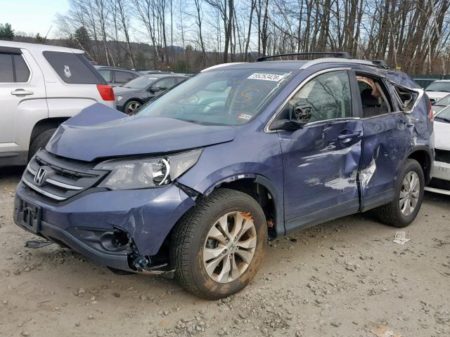 2HKRM4H79EH643235 - 2014 HONDA CR-V EXL BLUE photo 2