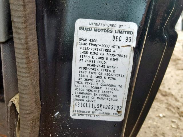 4S1CL11L5R4203192 - 1994 ISUZU CONVENTION BLACK photo 10