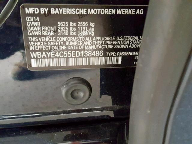 WBAYE4C55ED138486 - 2014 BMW 740 LI BLACK photo 10