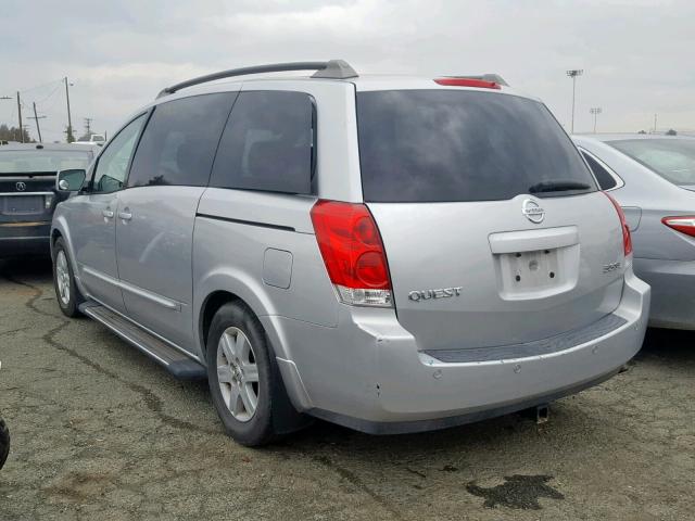 5N1BV28U15N127911 - 2005 NISSAN QUEST S GRAY photo 3