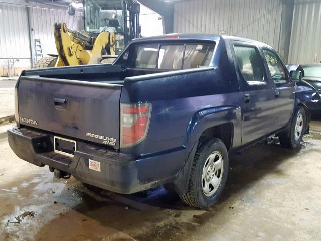 5FPYK1F24DB009794 - 2013 HONDA RIDGELINE BLUE photo 4