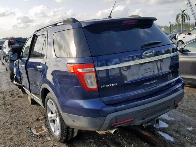 1FMHK7F87BGA75433 - 2011 FORD EXPLORER L BLUE photo 3