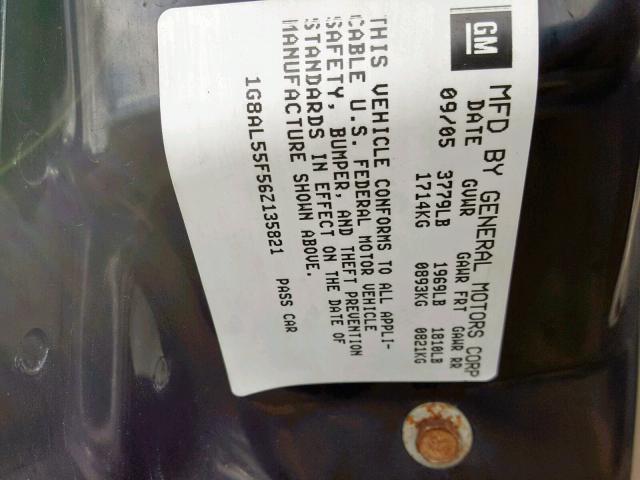 1G8AL55F56Z135821 - 2006 SATURN ION LEVEL GOLD photo 10