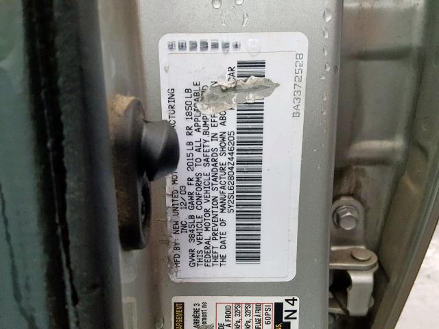 5Y2SL62804Z446205 - 2004 PONTIAC VIBE GRAY photo 10