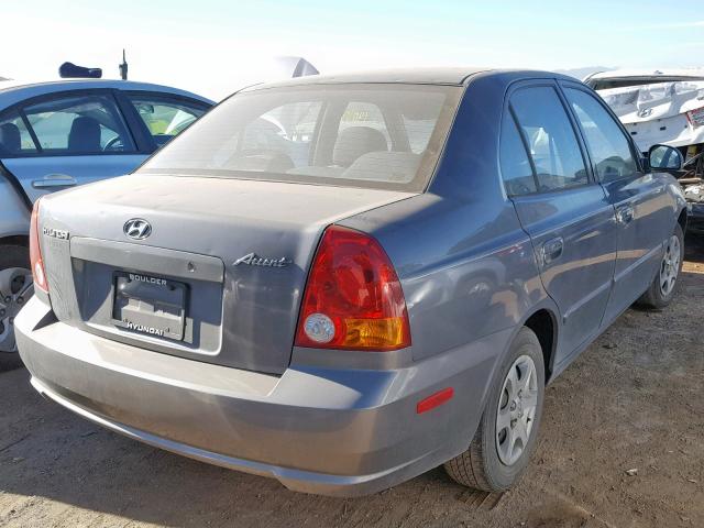 KMHCG45C95U580962 - 2005 HYUNDAI ACCENT GL GRAY photo 4