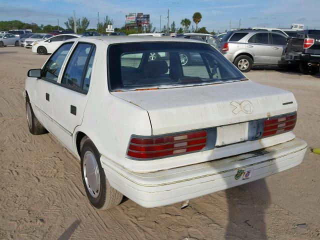 1P3XP28K3PN589294 - 1993 PLYMOUTH SUNDANCE WHITE photo 3