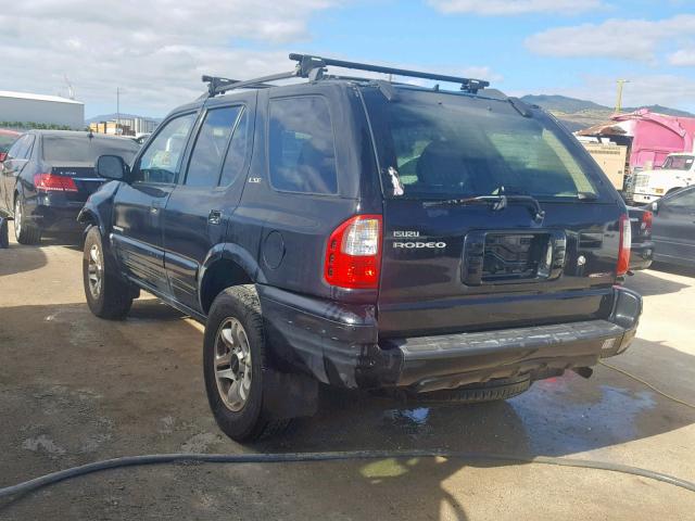 4S2CK58W924340177 - 2002 ISUZU RODEO S BLACK photo 3