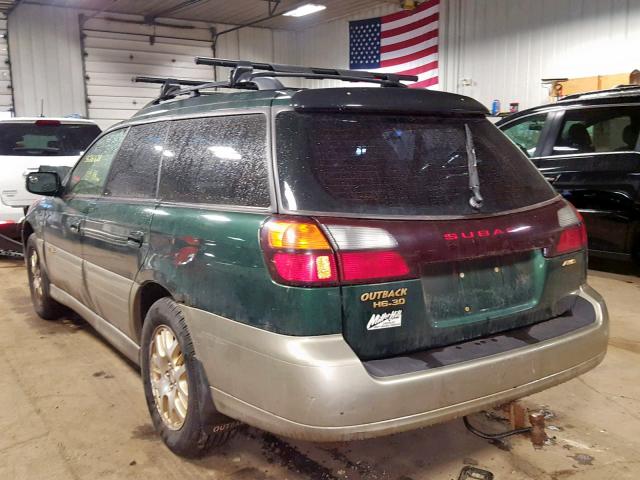 4S3BH806227634439 - 2002 SUBARU LEGACY OUT GREEN photo 3