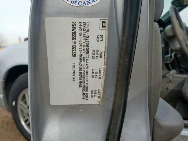 2G4WB55K1Y1322220 - 2000 BUICK REGAL LS SILVER photo 10