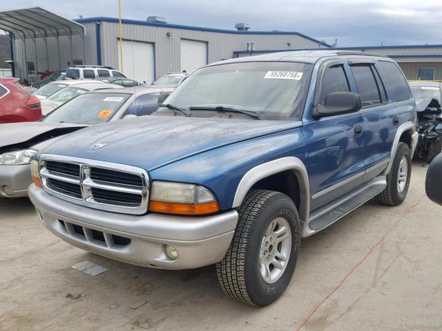 1B4HS58N82F187446 - 2002 DODGE DURANGO SL BLUE photo 2