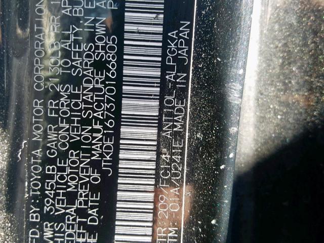 JTKDE167370166805 - 2007 TOYOTA SCION TC 黑色 照片 10