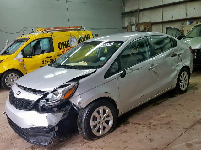 KNADM4A38F6502599 - 2015 KIA RIO LX SILVER photo 2