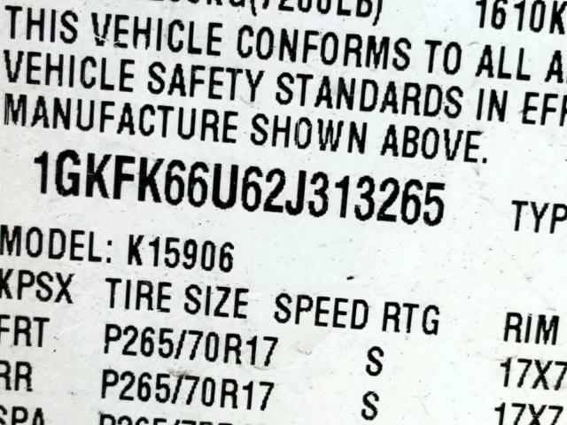 1GKFK66U62J313265 - 2002 GMC DENALI XL GRAY photo 10