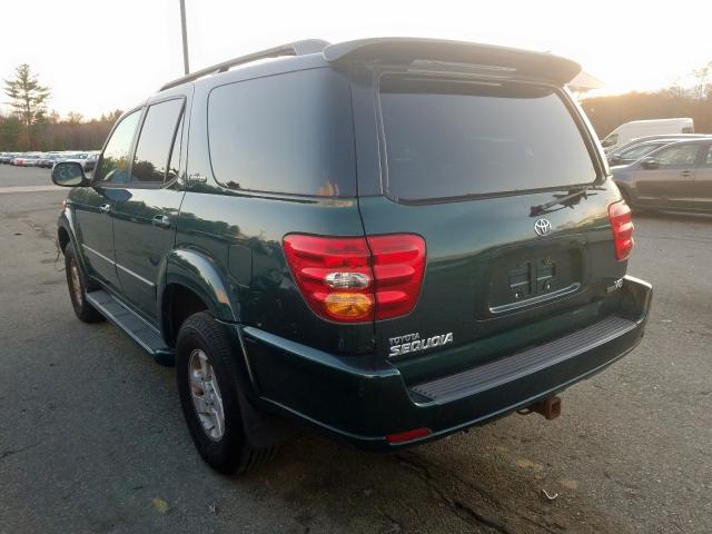 5TDZT38A31S002854 - 2001 TOYOTA SEQUOIA LI GREEN photo 3