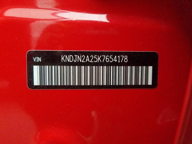 KNDJN2A25K7654178 - 2019 KIA SOUL RED photo 10