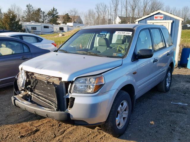 2HKYF18127H536479 - 2007 HONDA PILOT LX SILVER photo 2