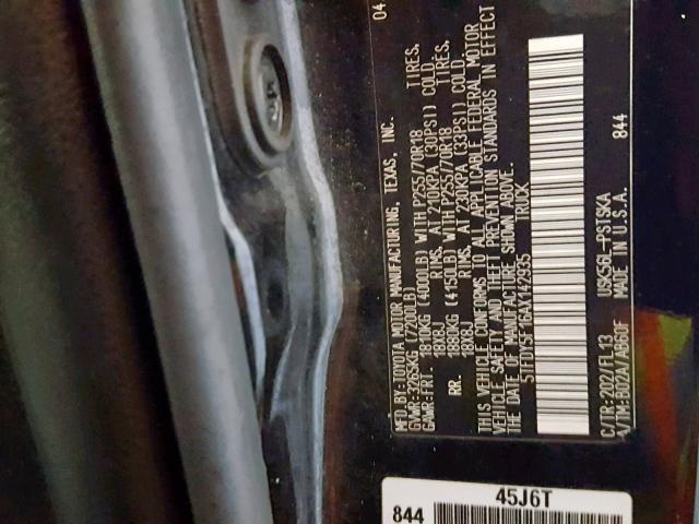 5TFDY5F16AX142935 - 2010 TOYOTA TUNDRA CRE BLACK photo 10