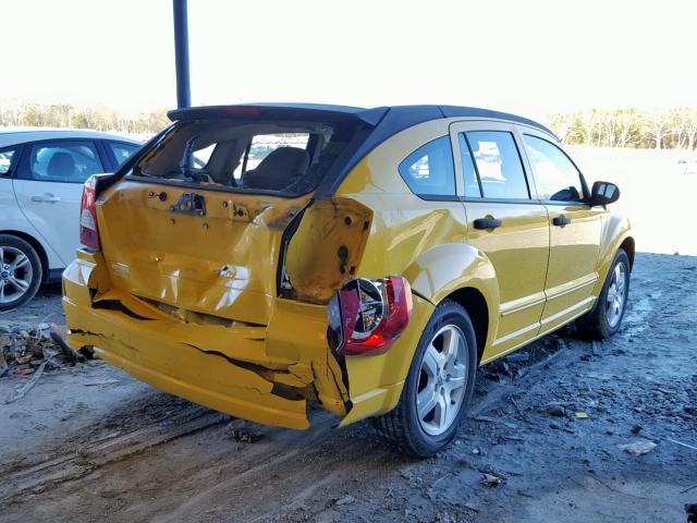 1B3HB48B97D594277 - 2007 DODGE CALIBER SX YELLOW photo 4