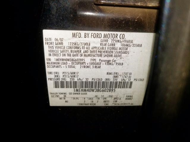 1MEHM40W38G602895 - 2008 MERCURY SABLE LUXU BLUE photo 10