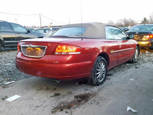 1C3EL45U21N665278 - 2001 CHRYSLER SEBRING LX RED photo 4