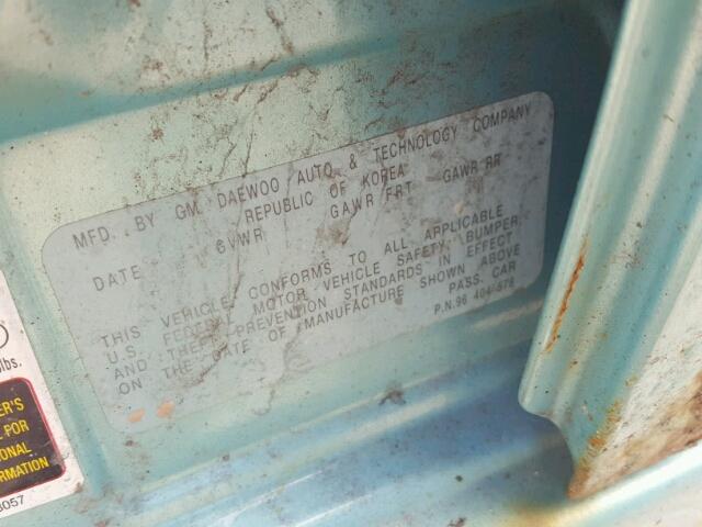 KL1TD52605B306988 - 2005 CHEVROLET AVEO BASE Теңіз көгі фото 10