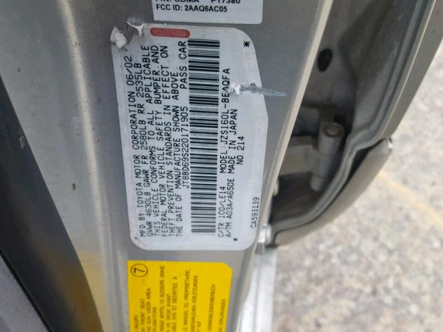 JT8BD69S220171905 - 2002 LEXUS GS 300 SILVER photo 10