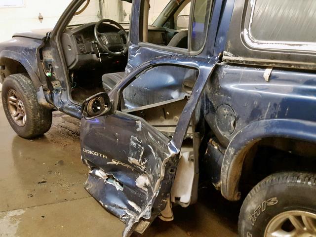 1B7HG2AN81S296394 - 2001 DODGE DAKOTA QUA BLUE photo 10