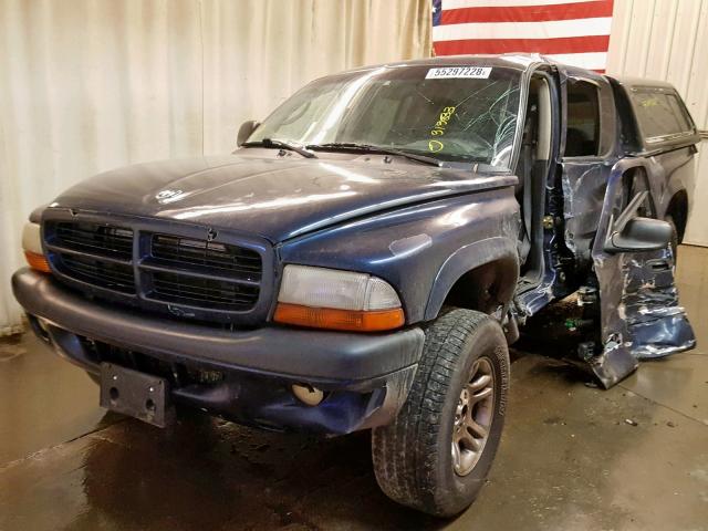 1B7HG2AN81S296394 - 2001 DODGE DAKOTA QUA BLUE photo 2