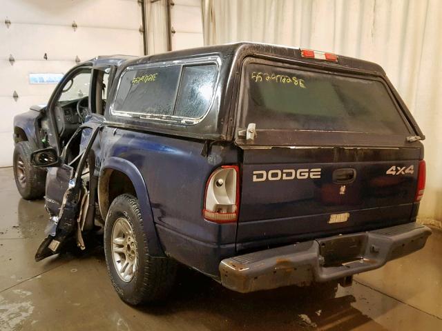 1B7HG2AN81S296394 - 2001 DODGE DAKOTA QUA BLUE photo 3