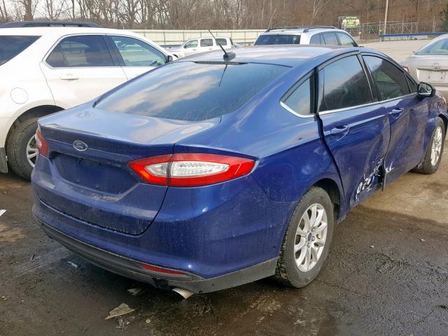 1FA6P0G79F5127369 - 2015 FORD FUSION S BLUE photo 4